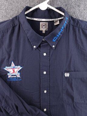 Cinch Button-Down 2XL Cotton Blue Mens Shirt Silversmiths Western Long Sleeve